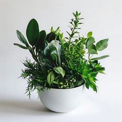 Wall Mural - simple arrangement of fresh greenery in a white vase
