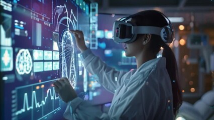 Leinwandbilder - Medical Professional Using Virtual Reality Interface for Analysis