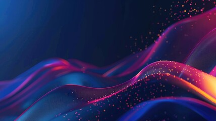 Wall Mural - Vibrant abstract waves with glowing particles on dark background