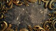 Luxurious black and gold textured background with ornamental details