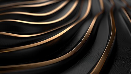 Wall Mural - Abstract black and gold waves with sleek, modern design