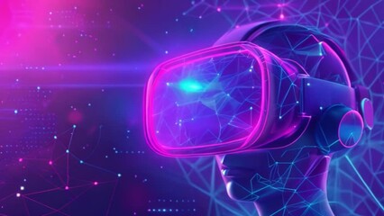 Poster - Person Engaged in Virtual Reality Experience Against a Cosmic Background