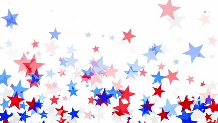 Wall Mural - Red white and blue stars floating upwards on white and black backgrounds for USA celebrations like 4th of July, Memorial Day, Veteran's Day, or other patriotic US American holidays.