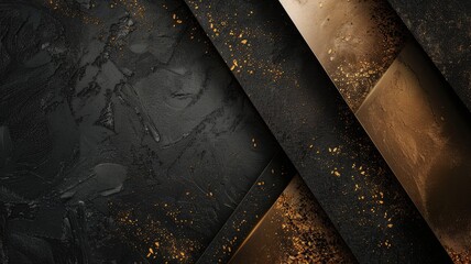 Wall Mural - Abstract black and gold background with textured layers