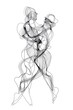 © Montree - Line drawing of abstract human forms, intertwined and flowing, modern and expressive, suitable for dance or movement therapy themes.