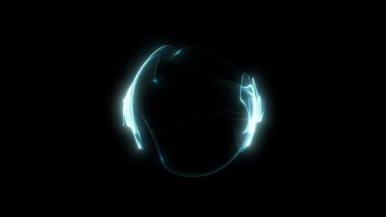 Wall Mural - seamless loop of a glowing translucent sphere with moving deformations made of in-line particles. fo