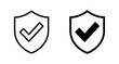 © Oliviart - Shield check mark icon vector isolated on white background. Protection approve sign. Safe icon vector