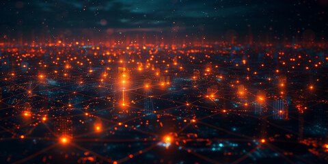 Wall Mural - A computer generated image of a city with many lights