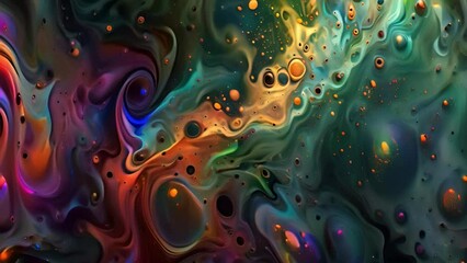 Aufkleber - Vibrant Acrylic Pour Art With Cosmic Colors and Patterns