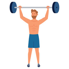 Poster - gym guy lifting barbell