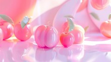 Soft Pink Fruit On Glossy Surface
