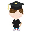 Kindergarten graduation boy vector cartoon illustration
