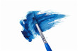 Blue brush watercolor painting isolated on white background.