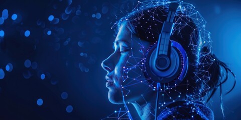 Wall Mural - AI in Music Streaming: A music streaming service using AI to analyze listening habits and mood, automatically creating personalized playlists that adapt to the listener's emotional state.