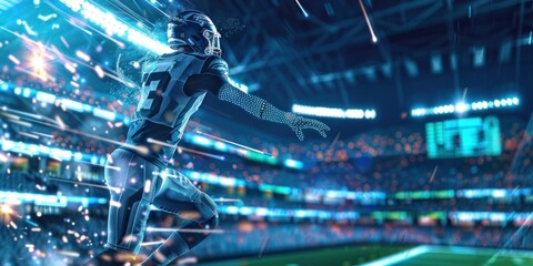 Wall Mural - AI in Sports Broadcasting: AI used in sports broadcasting to provide real-time analytics and augmented reality overlays during live games, enhancing viewer experience with stats and graphics.