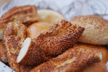 Wall Mural - Turkish Bagel Simit on table 