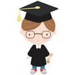 Cute  graduation boy vector cartoon illustration
