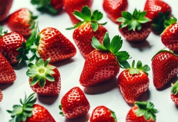 'strawberry healthy white background Fresh ripe pattern Food Summer Isolated Nature Fruit Green Leaves Color Red Plant Organic Dessert Gourmet Seed Market Berry'