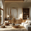 3D render of a modern living room interior design