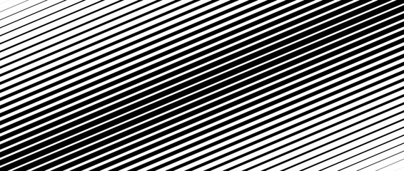 Wall Mural - Oblique line halftone gradient texture. Fading diagonal stripe gradation background. Slant linear pattern backdrop. Thin to thick stripe vanish backdrop for overlay, print, cover. Vector wide texture