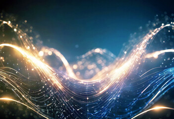 Wall Mural - 'rendering 3d technology data big intelligence artificial wave abstract background connecting dynami