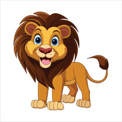 Wall Mural - Standing lion isolated on a white background. Body side view. Vector stock