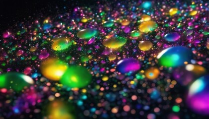 Wall Mural - 'fractal rainbow black pink confetti green abstract blue background. colorful yellow fantasy texture