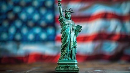 Wall Mural - the statue of liberty, the background is the American flag, Happy 4th of July of Independent day for holiday celebrations. background. For USA Labor day celebration. With Happy Labor Day.