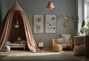 Sticker - bedroom canopy style Scandinavian poster children's Mock 3d