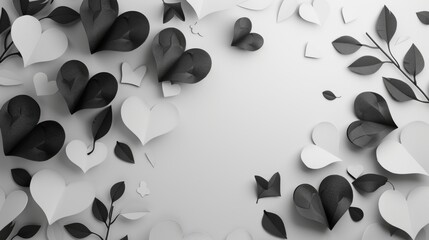 Wall Mural - Abstract background with white and black hearts