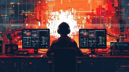 The programmer works on an ultramodern software package.
