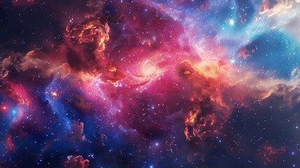 Wall Mural - Blank mockup of a galaxythemed mouse pad with a colorful nebula design. .