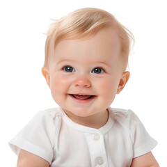 Poster - Cute adorable smiling newborn baby with happy face, isolated on transparent background