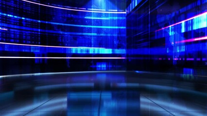 Wall Mural - 3D Virtual TV Studio News, Backdrop For TV Shows .TV On Wall.3D Virtual News Studio Background,3d illustration	
