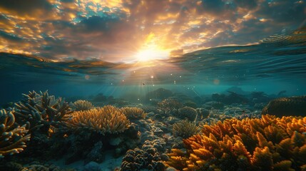 Wall Mural - A breathtaking underwater sunset 