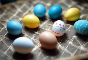 Wall Mural - 'design form style easter eggs happy triangles lines background egg digital tech technology light 3d