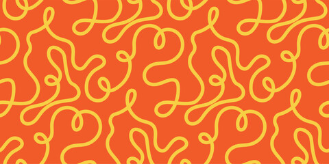 noodle pasta seamless pattern vector background. spaghetti curvy doodle pattern, italian pasta backg