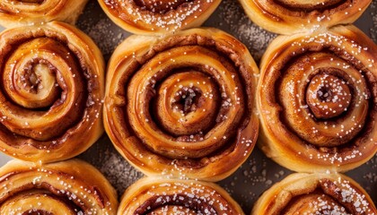 Canvas Print - Aerial perspective of cinnamon rolls