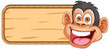Vector illustration of a happy monkey with sign