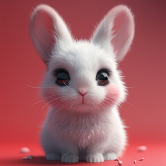 Poster - rabbit in the 3D illustration style cute kawaii