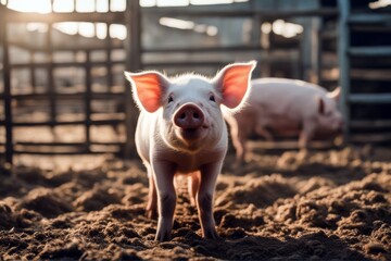 Wall Mural - 'farm stall swine thailand yard indoor piglet group small pig protect cholera agriculture animal baby background barn breeding closeup cute dirty ear farming fat feeding female food happy hay healthy'