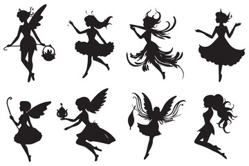 Wall Mural - Silhouette set of fairies illustration Vector