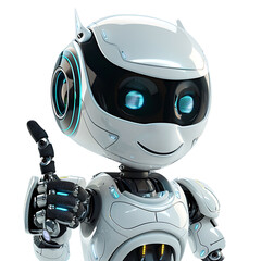 Wall Mural - cute ai robot chatbot thumbs up on isolated transparent background