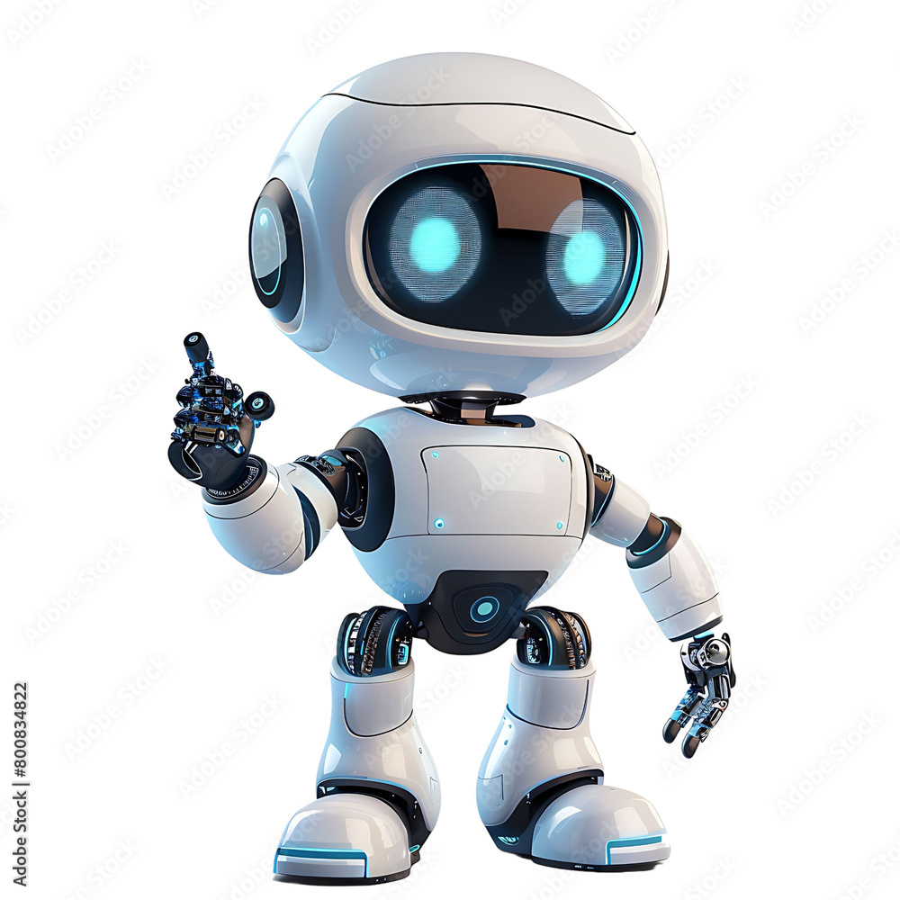 Cute ai robot chatbot thumbs up on isolated transparent background ...