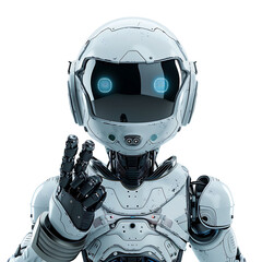 Wall Mural - cute ai robot chatbot thumbs up on isolated transparent background