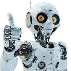 Wall Mural - cute ai robot chatbot thumbs up on isolated transparent background