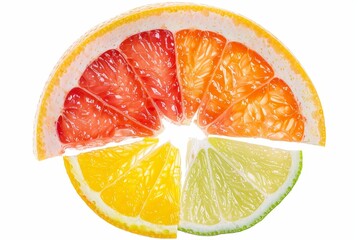 Wall Mural - Citrus slices on white background with clipping path