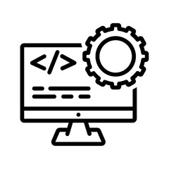 Vector black line icon for Backend system