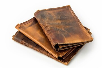 Poster - Collection of vintage men s wallets on white background