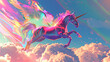 Digital images of an incredible charming unicorn in colorful.